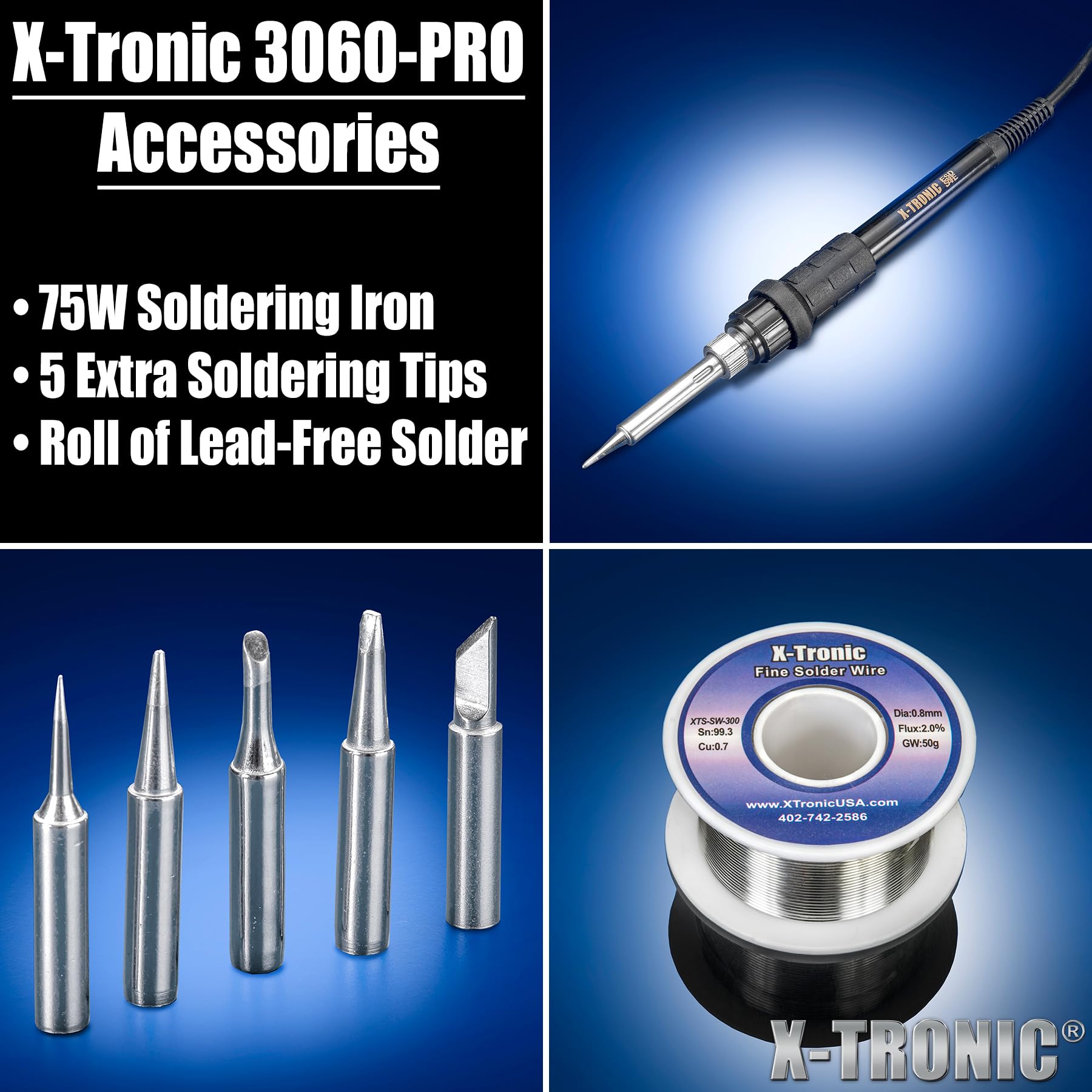 X-Tronic 3060-PRO - 75 Watt Soldering Iron Station with Mini Mag