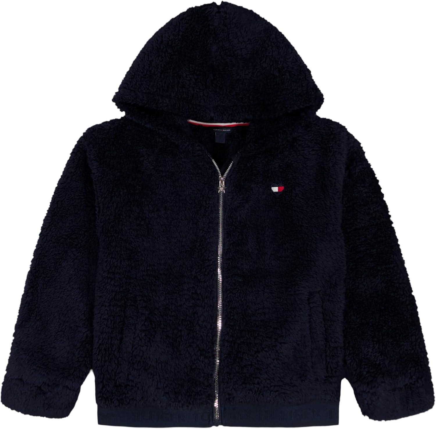 Tommy Hilfiger Girls' Long Sleeve Minky Sherpa Full Zip Hoodie Sweatshirt With Front Pockets