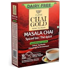 Cuppa Chai GoldSweetened Masala Chai Premix, Dairy Free Instant Tea Beverage Mix with Traditional Indian Spices, Rich Aromatic Flavor, Just Add Hot Water, Individual Sachets for Home Office Travel and Daily Enjoyment, 10 Count