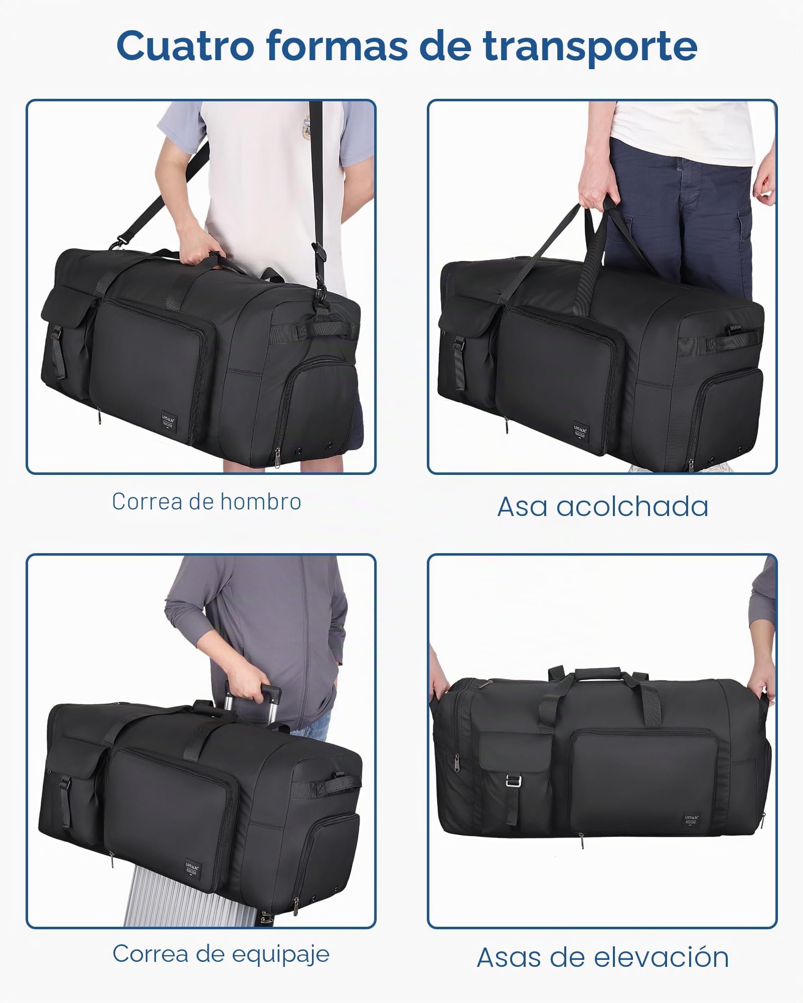 Urtala Bolsa de viaje plegable para hombre y mujer, Negro , 120L, Clásico