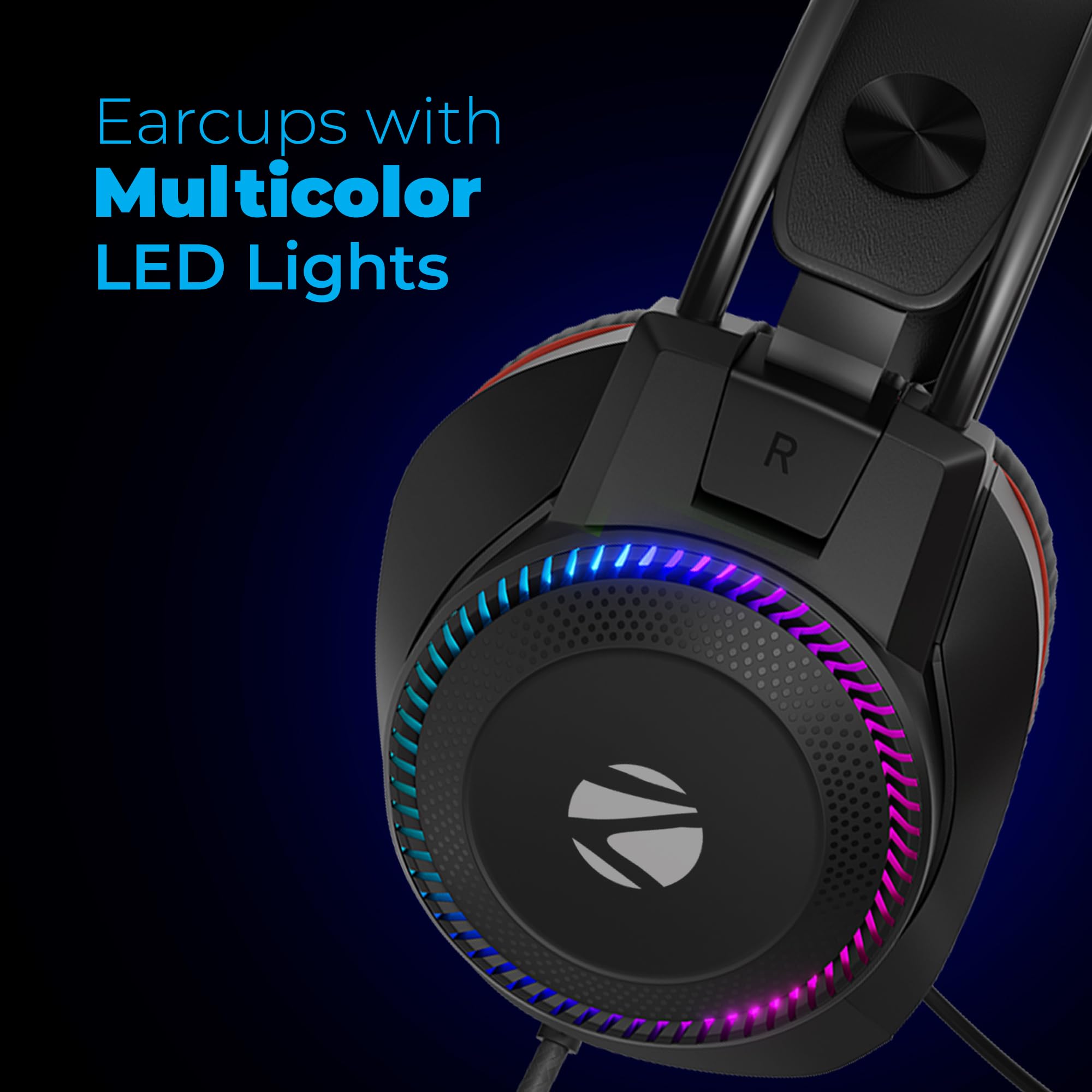 Zebronics Premium Wired USB Gaming Headphone, Simulated 7.1 Surround Sound, 40mm Neodymium Drivers, Windows Software, EQ, Flexible Mic, Multicolor, 2m Braided Cable, Ear Cushion, PC & Laptop (Jet 7.1) — Amazon image 7