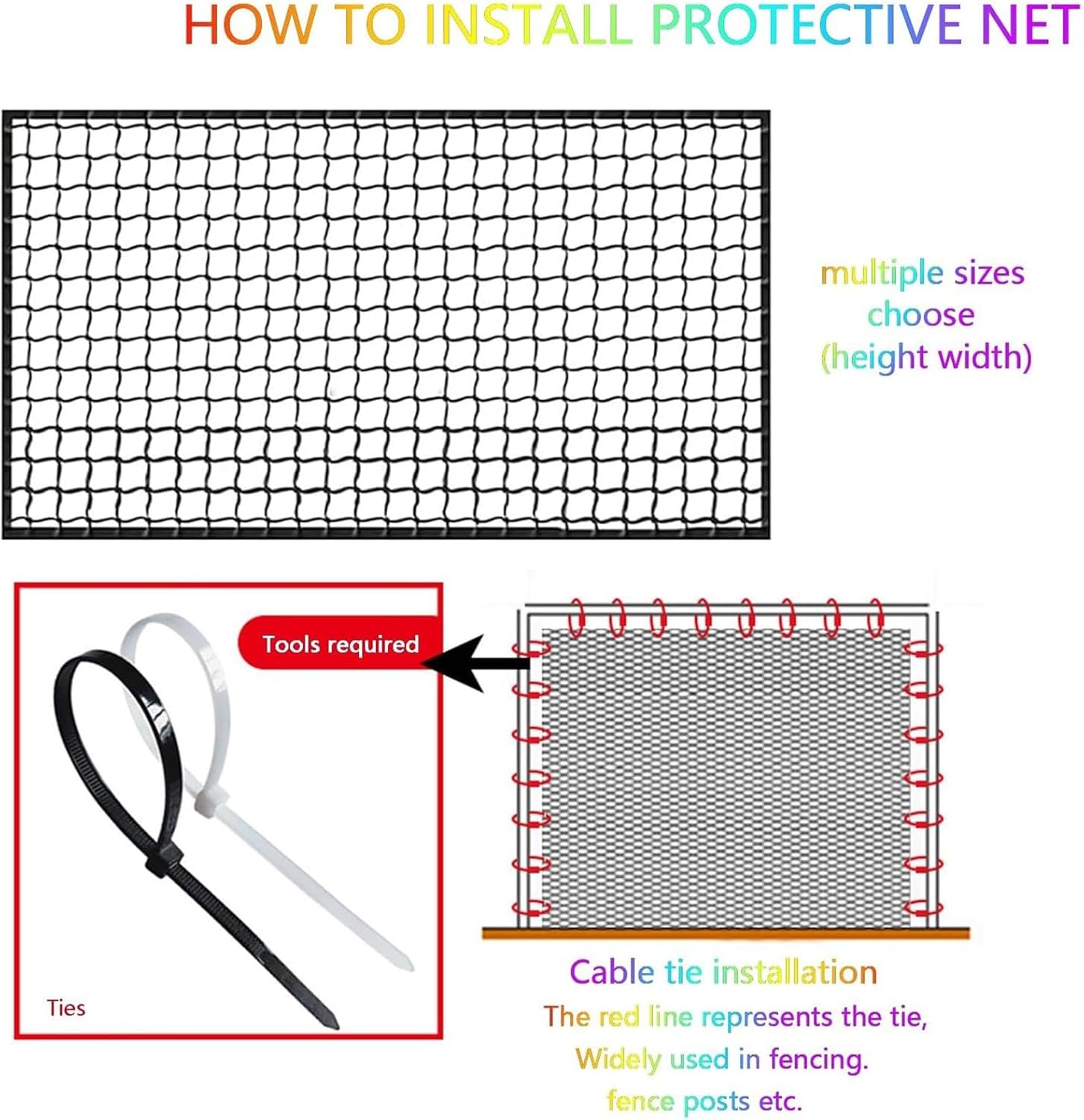 Outdoor Climbing Net, Knotless 4cm/5mm Polyester Safety Netting for Kids & Pets, 2x11m Rope Net for Balcony, Playground, and Sports Activities - Ultimate Climbing & Play Safety Solution.