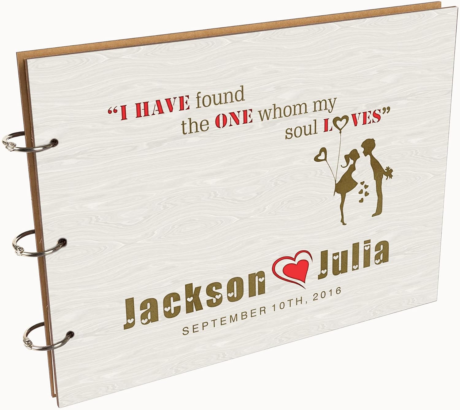 Darling Souvenir Personalized Engraved Laser Cut Wedding Guest Book Wooden Cover Sign-in Book Registry Guestbook Scrapbook-LW