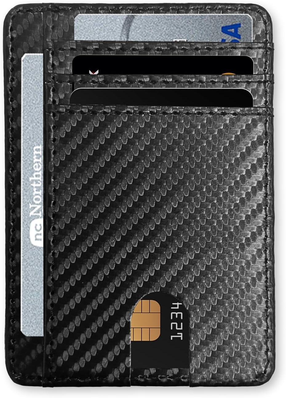 Mens Slim Minimalist Wallet - Credit Card Holder for Up to 8 Cards and Bank Notes - Lightweight, Ideal for Travel, 1 ID Window, Small Size (Rhombic)