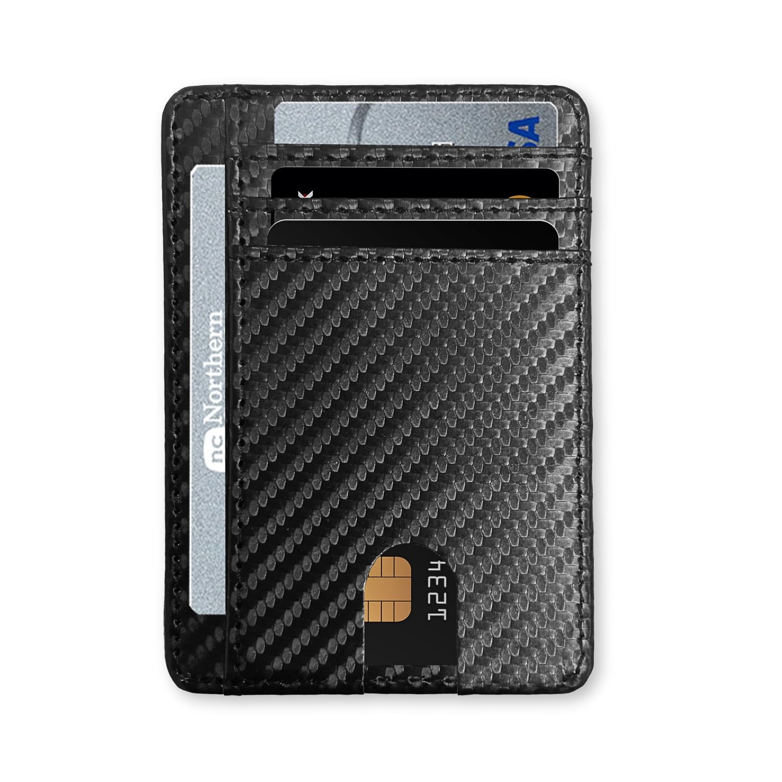 Mens Slim Minimalist Wallet - Credit Card Holder for Up to 8 Cards and Bank Notes - Lightweight, Ideal for Travel, 1 ID Window, Small Size (Rhombic)