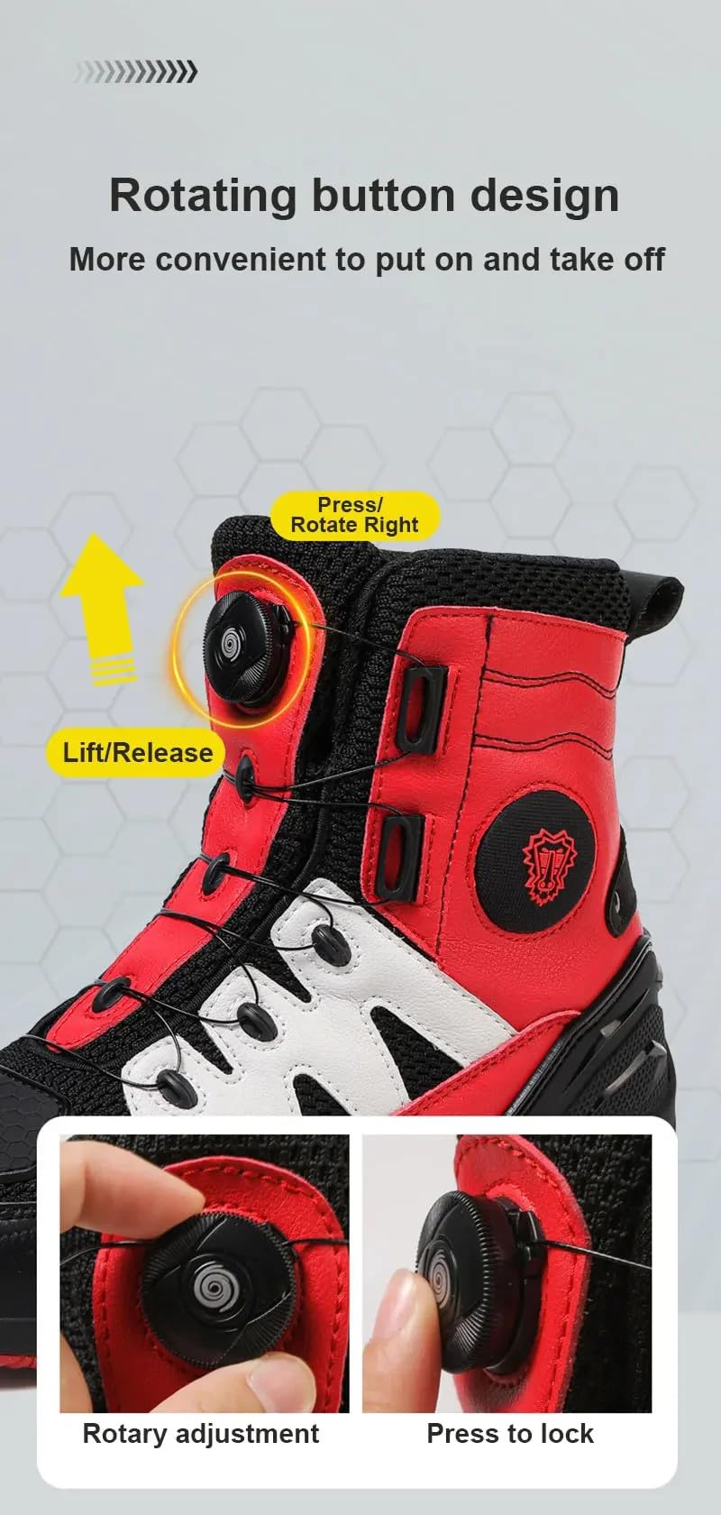 Bottes De Motocross pour Hommes Et Femmes, Bottes De Motard Antidérapantes, Chaussures De Moto en Cuir Imperméables pour La Conduite en Ville A-43EU