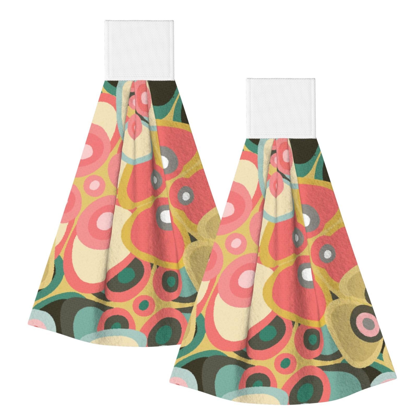 DOPKLNA Bright Delicate Flowers, 2 Pcs Hanging Coral Fiber Hand Towels for Bathroom, Absorbent Kitchen Towels