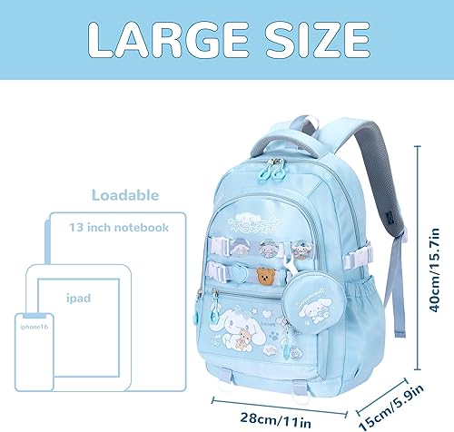 Miniatura 2 de Roffatide Mochila de anime con bonitos pasadores, mochila antirrobo para portátil, mochila de viaje, senderismo, mochila para nuevos regalos de