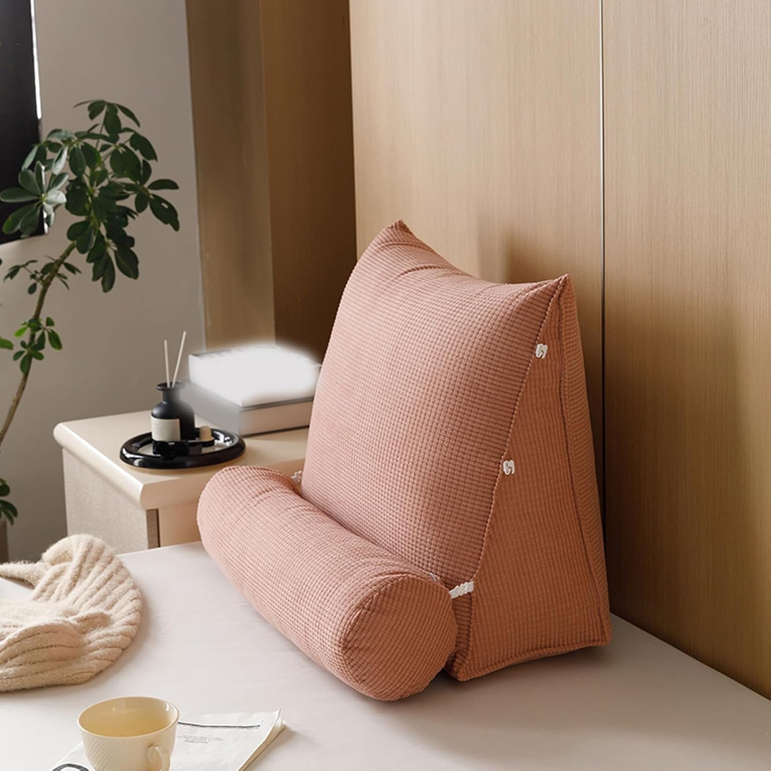 NASFH 背もたれ クッション 高反発 三角 ベッド 大きい カラー1 雑貨 ベッドボード 腰当て 45*45*20 リーディング