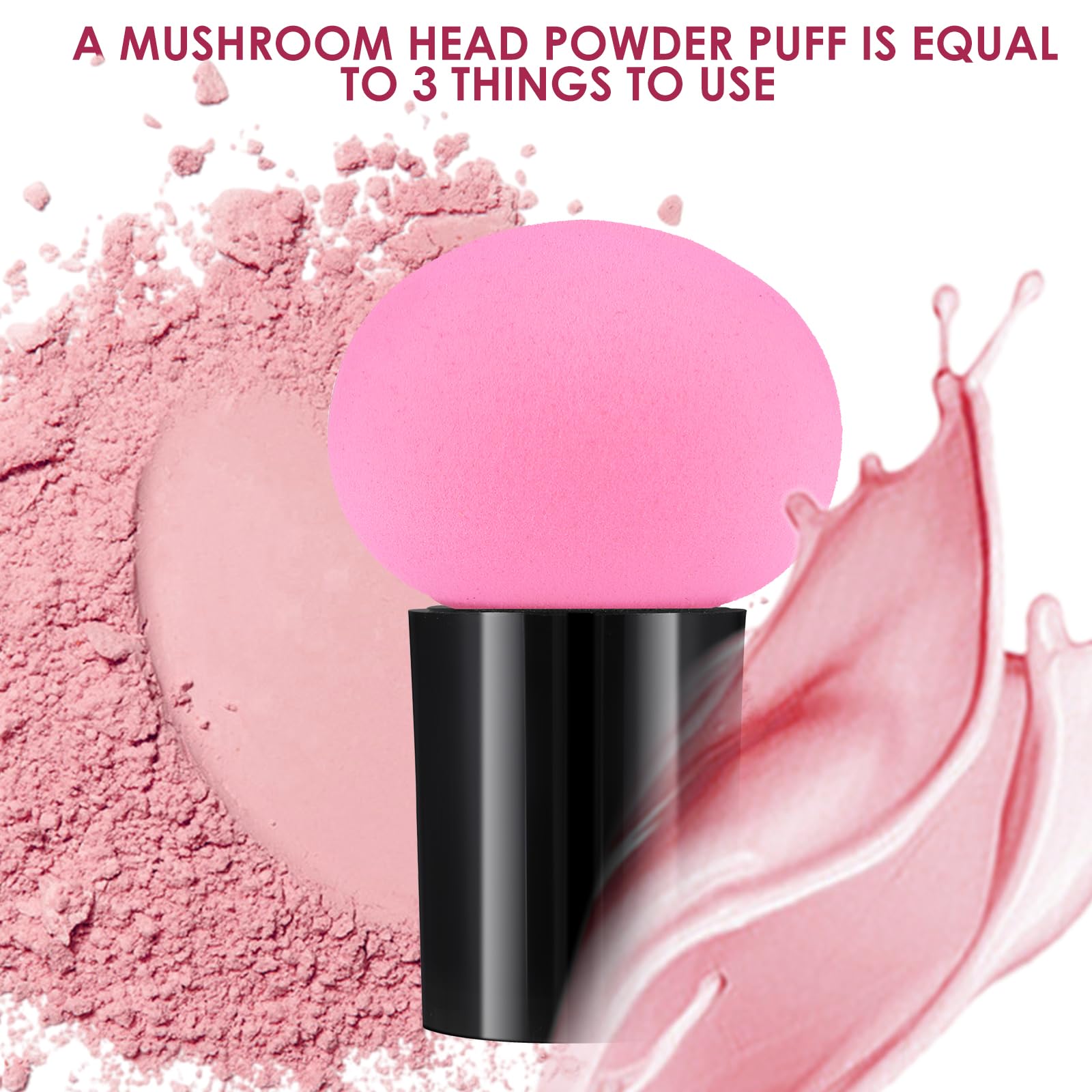 Dimeho Make-up Schwamm, 6 Stück Puderquasten-Pilze Beauty Blender Foundation, Blender Puff mit Griffen Make-up-Beauty-Tool für Foundation Concealer und Puder Nass und Trocken Doppelt Verwendbar