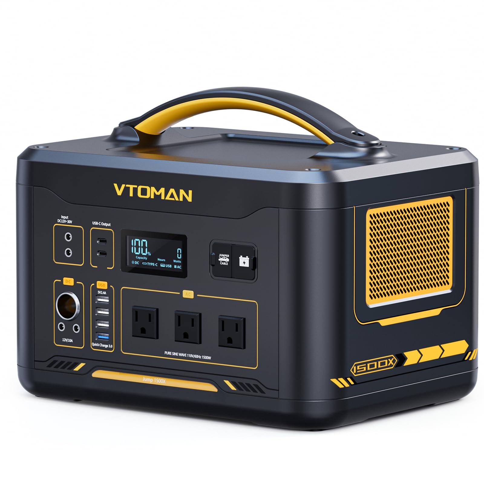 VTOMAN Jump 1500X Portable Power Station with Jump Start 828Wh LiFePO4 Battery 1500W AC Outlets 3000W Surge 100W
