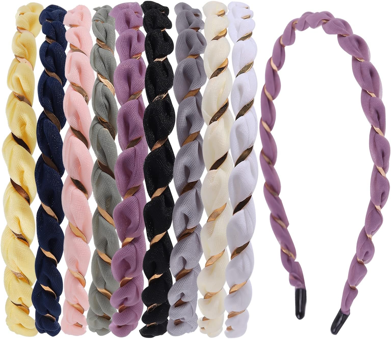 6 Pieces Plastic Skinny Headband Thin Leather Covered