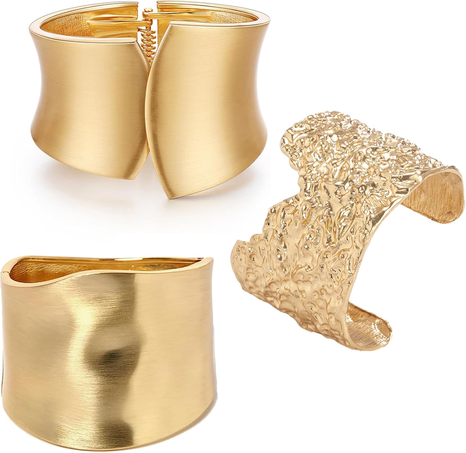 CASDAN 1-3PCS Cuff Bracelets for Women Trendy Wide Chunky Bangle Bracelets for Women Hinge Frosted Bracelets Fashion Irregular Wrist Cuff Wrap Bracelet