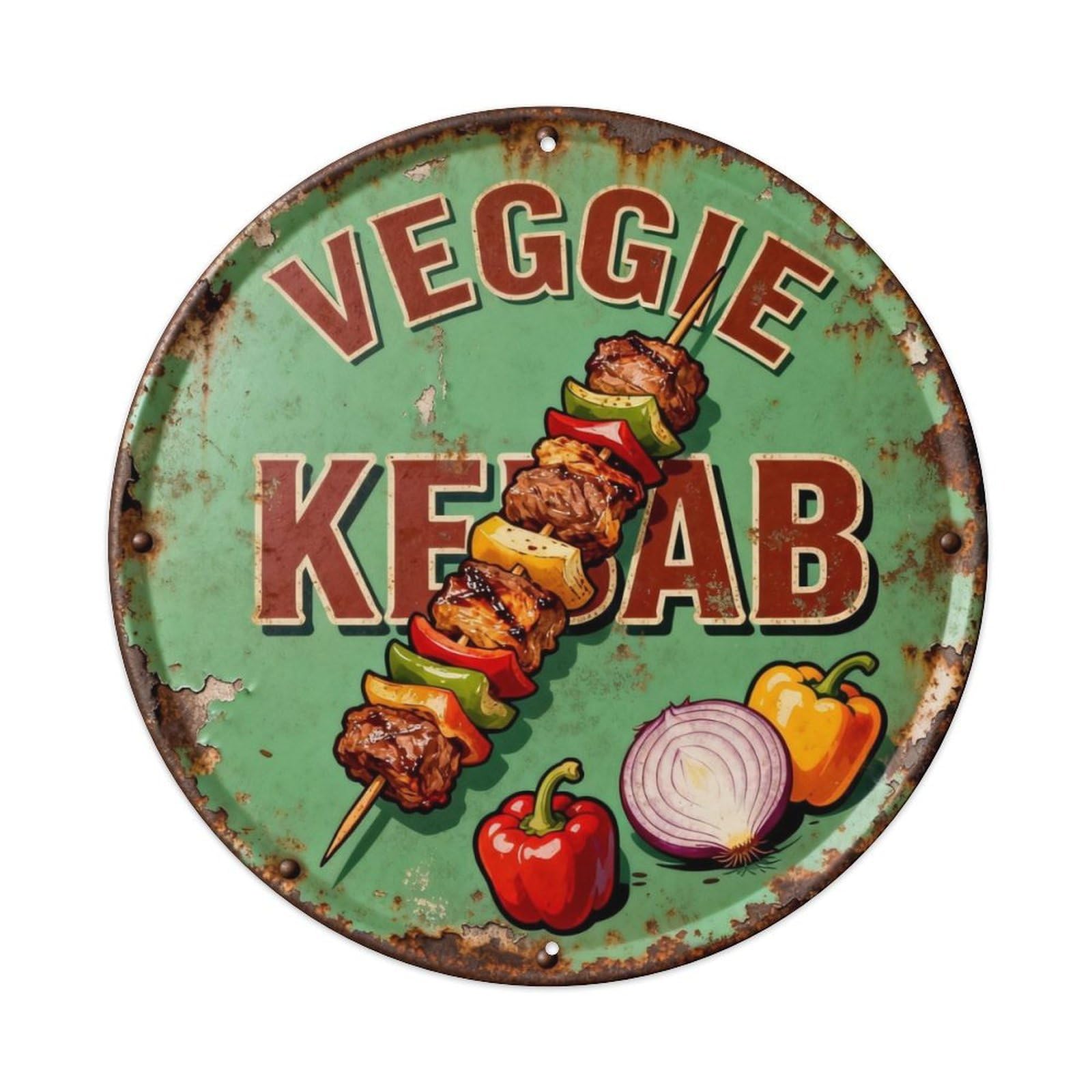 Veggie Kebab Metal Tin Sign Plaque