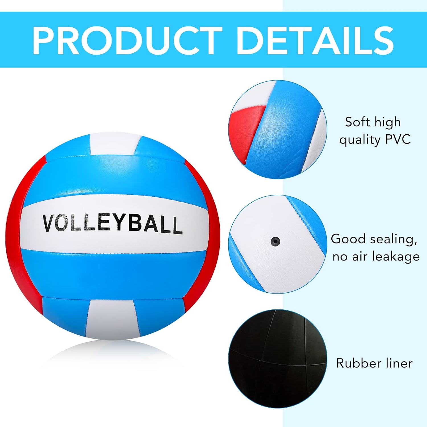 Jerify 4 Pcs Official Size 5 Volleyball Waterproof Indoor Outdoor Volleyball Soft Training Volley Ball for Beginner Adult Beach Game Pool Gym Game