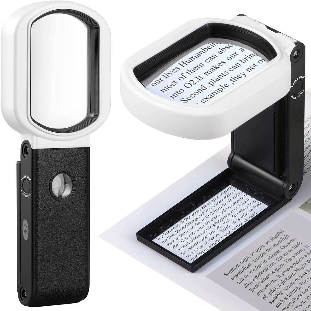 Magnifying Glass with Light, 25X 8X Handheld and Standing Magnifying Glass 9 LED Illuminated Lighted Magnifier for Reading, Inspection, Jewelry, Exploring, Hobbies & Crafts