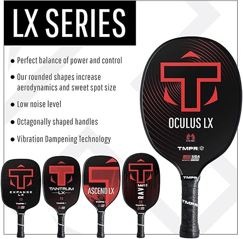 Miniatura 2 de Serie Luxe - Paleta de pickleball con cara de fibra de vidrio para control y potencia, núcleo de polímero de panal de abeja de 0.63 pulgadas para un