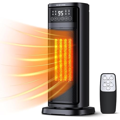 Indoor Space Heater, 1-12H Timer, Digital Display, 70°Oscillation, PTC Ceramic Electric Heating 1500W, Suitable for Office, Home.