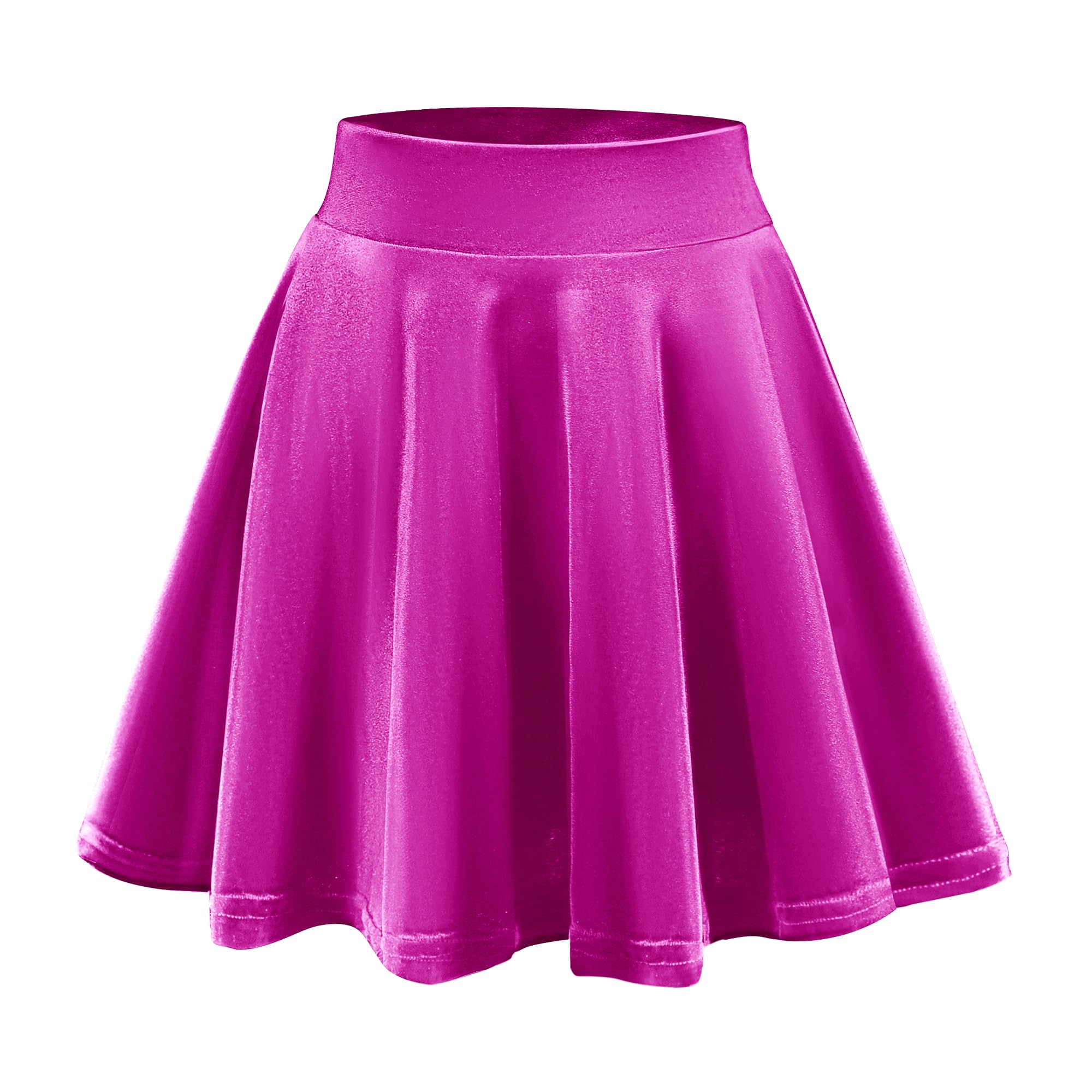 EXCHIC Women's Velvet Basic Versatile Stretchy Flared High Waist Mini Skater Skirt