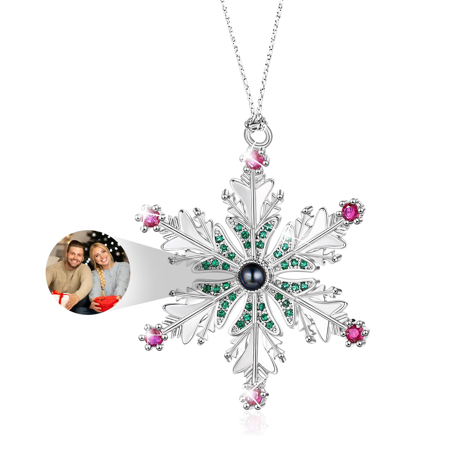 Personalized Christmas Ornaments 2025, Personalized Photo Ornaments with Picture Inside, Custom Snowflake Hanging Projection Pendant Ornament for Christmas Tree