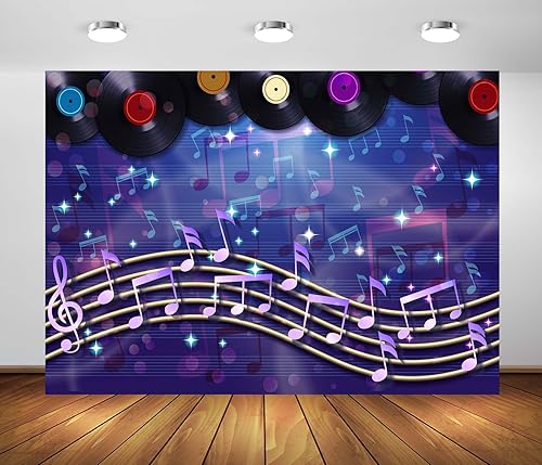 CORFOTO Telón de fondo musical de 5 x 3 pies, diseño retro, notas musicales, fondo musical abstracto, decoración de fiesta, fotografía, fondo,