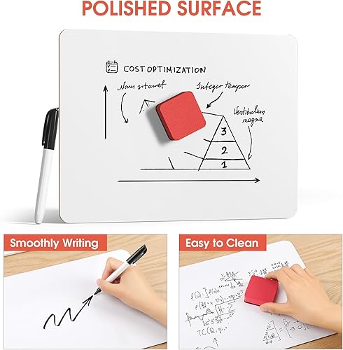 Miniatura 3 de MaxGear Pizarra blanca pequeña de borrado en seco, paquete de 6, mini pizarra blanca de 9 x 12 pulgadas para la escuela de estudiantes, mini