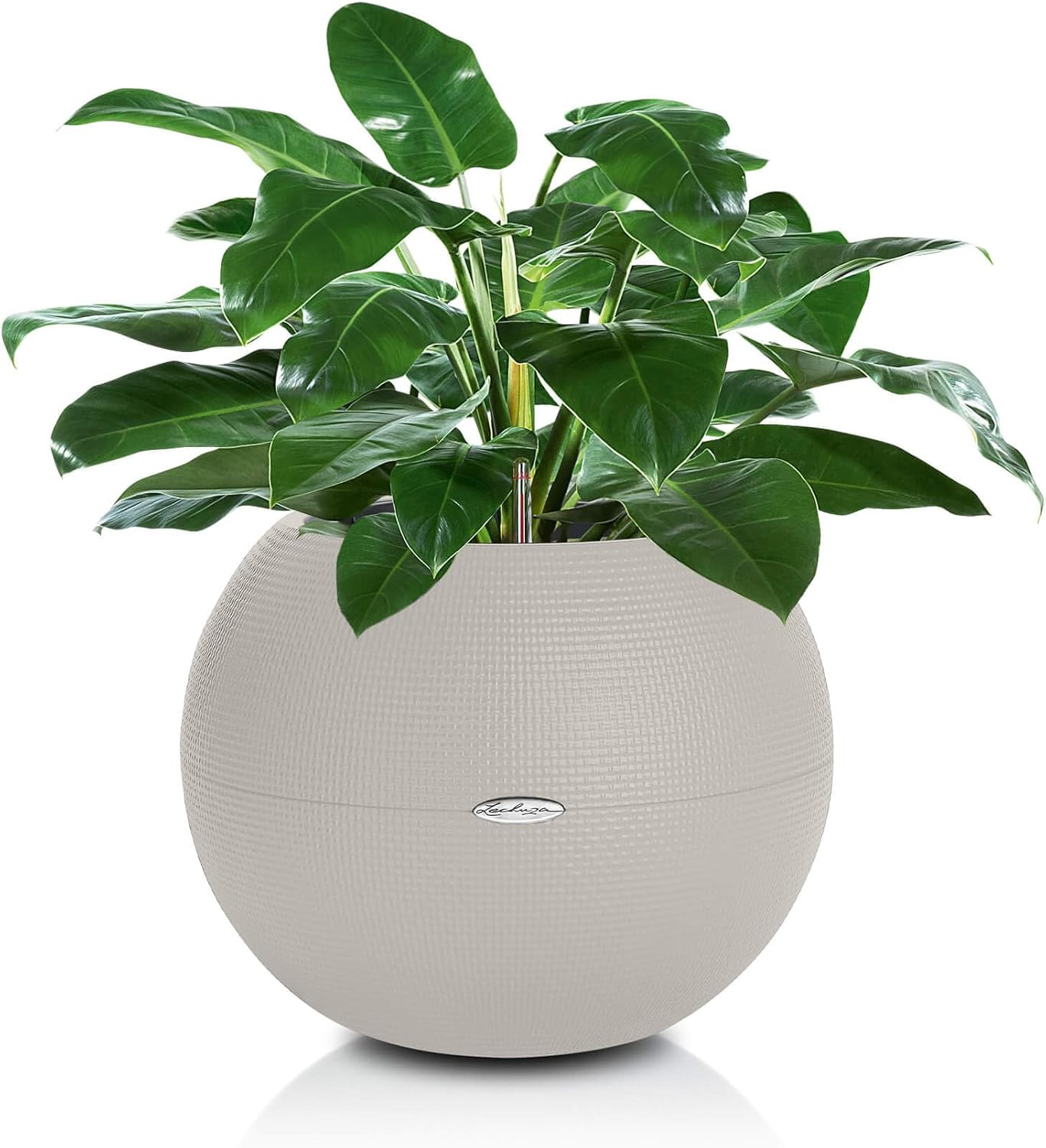 Lechuza Puro Color 50 Sand Brown, Self-Watering Large Round Planter, D19.7 H15.4 in