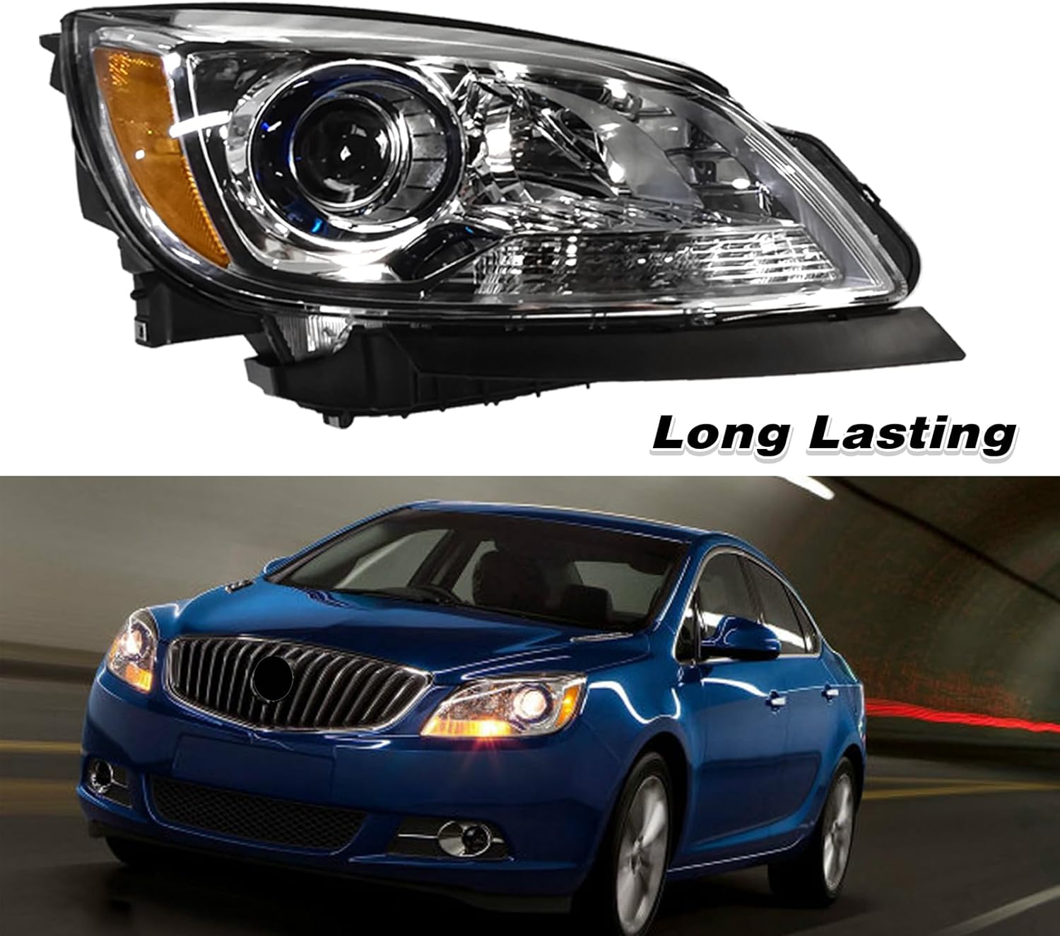 Front Headlight Assembly Fit For 2012-2017 Buick Verano Halogen Headlamp W/O Bulbs Replace For GM2503360 | 23216003 (Right Passenger Side)