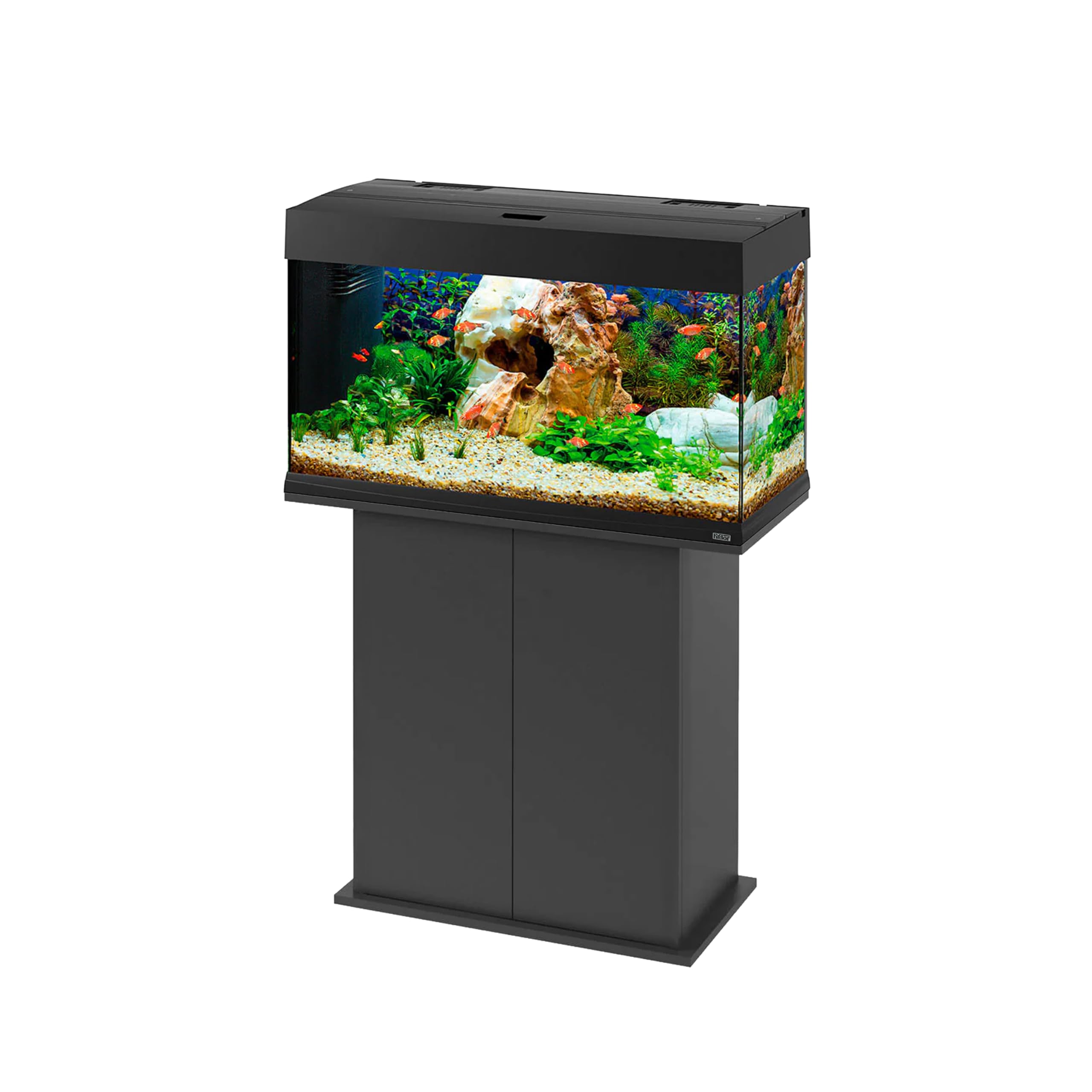 Ferplast Hydor Wooden Aquarium Cabinet Stand Dubai/Cayman 80, Push-Pull Doors, Water Resistant Top, Adjustable Feet, Black