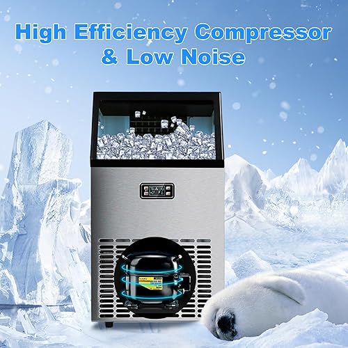 Miniatura 4 de Máquina comercial para hacer hielo, 100 libras/24 horas, máquina de hielo debajo del mostrador, fabricación de hielo rápida con capacidad