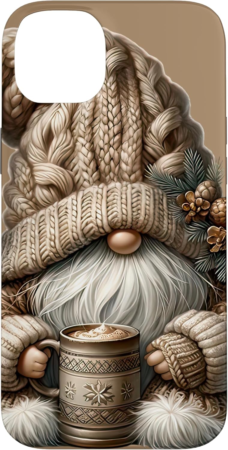 Grumpy Christmas Gnome Graphic With Knit Hat And Hot Cocoa Case for iPhone 14 Plus