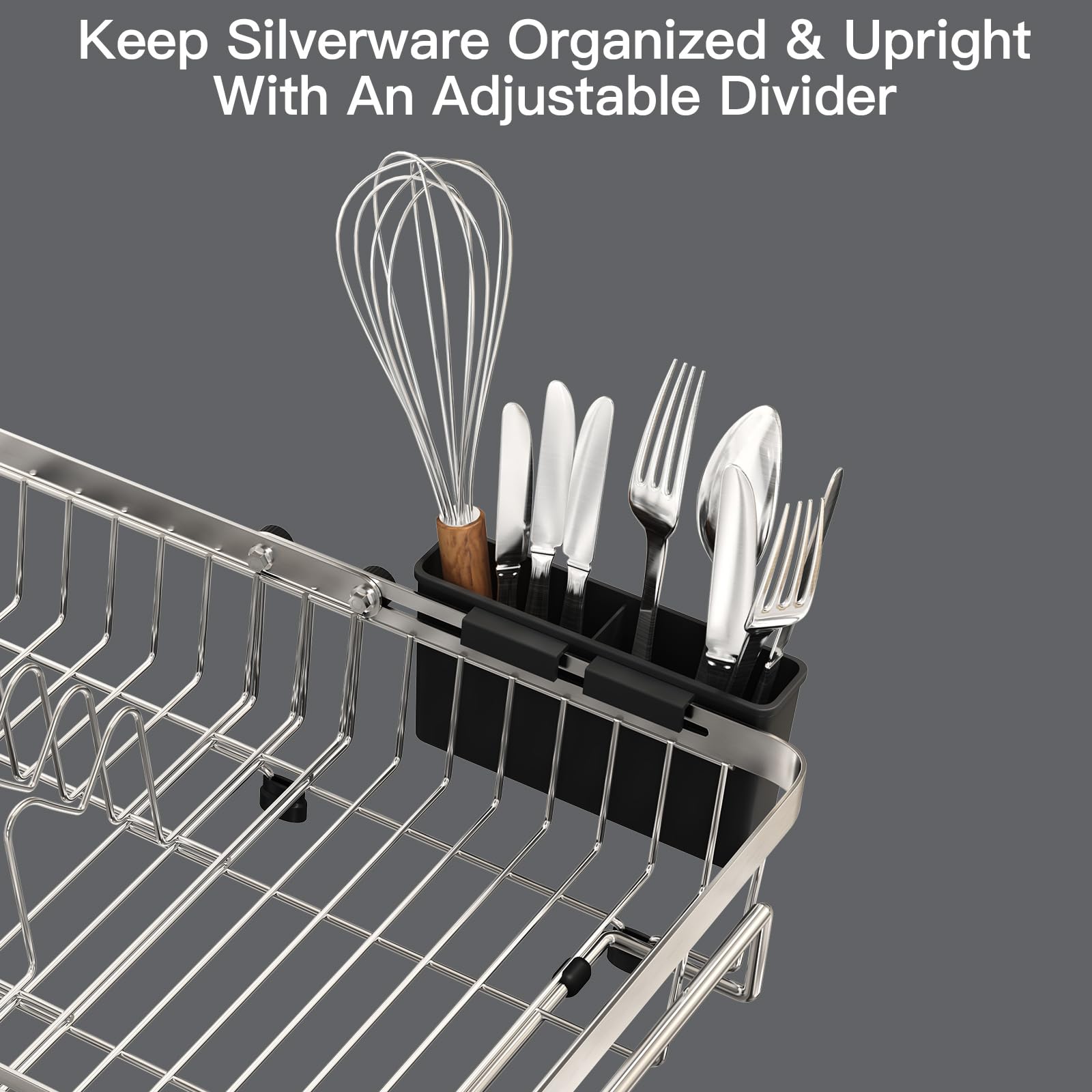 MAJALiS Escurridor de platos sobre el fregadero, escurridor de platos extensible de acero inoxidable para encimera de cocina pequeña, ahorro de espacio, colador compacto de placa de metal plateado con