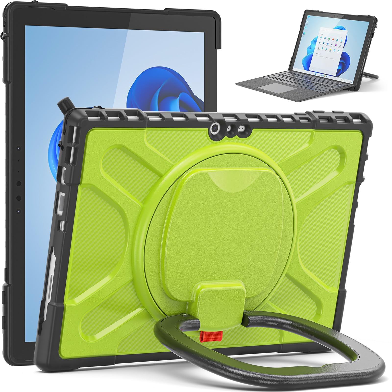 Ochronne etui na tablet Kompatybilny z Microsoft Surface Pro 7/Pro 6/Pro 5/Pro 4/Pro 7+ Etui z obrotową podstawką Kompatybilny z klawiaturą Type Cover z podstawką, odporny na wstrząsy wytrzymały futer