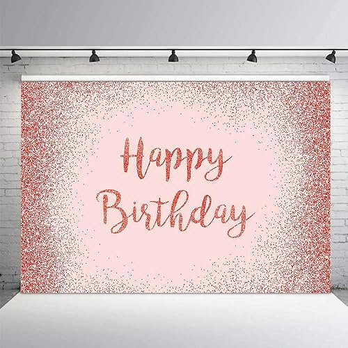 MEHOFOND Fondo de fotos con purpurina de oro rosa y rosa, accesorios de fondo brillante para niña y mujer, pancarta de fiesta de feliz cumpleaños,