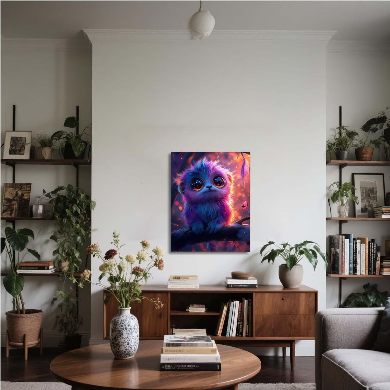 Malen Nach Zahlen Erwachsene mit Rahmen Tier Malen Nach Zahlen, DIY Basteln Erwachsene Niedlich Leinwand Bilder, Paint by Numbers Handgemalt Ölgemälde Kit, für Deko Wohnzimmer Geschenke 60x80cm 3-2605