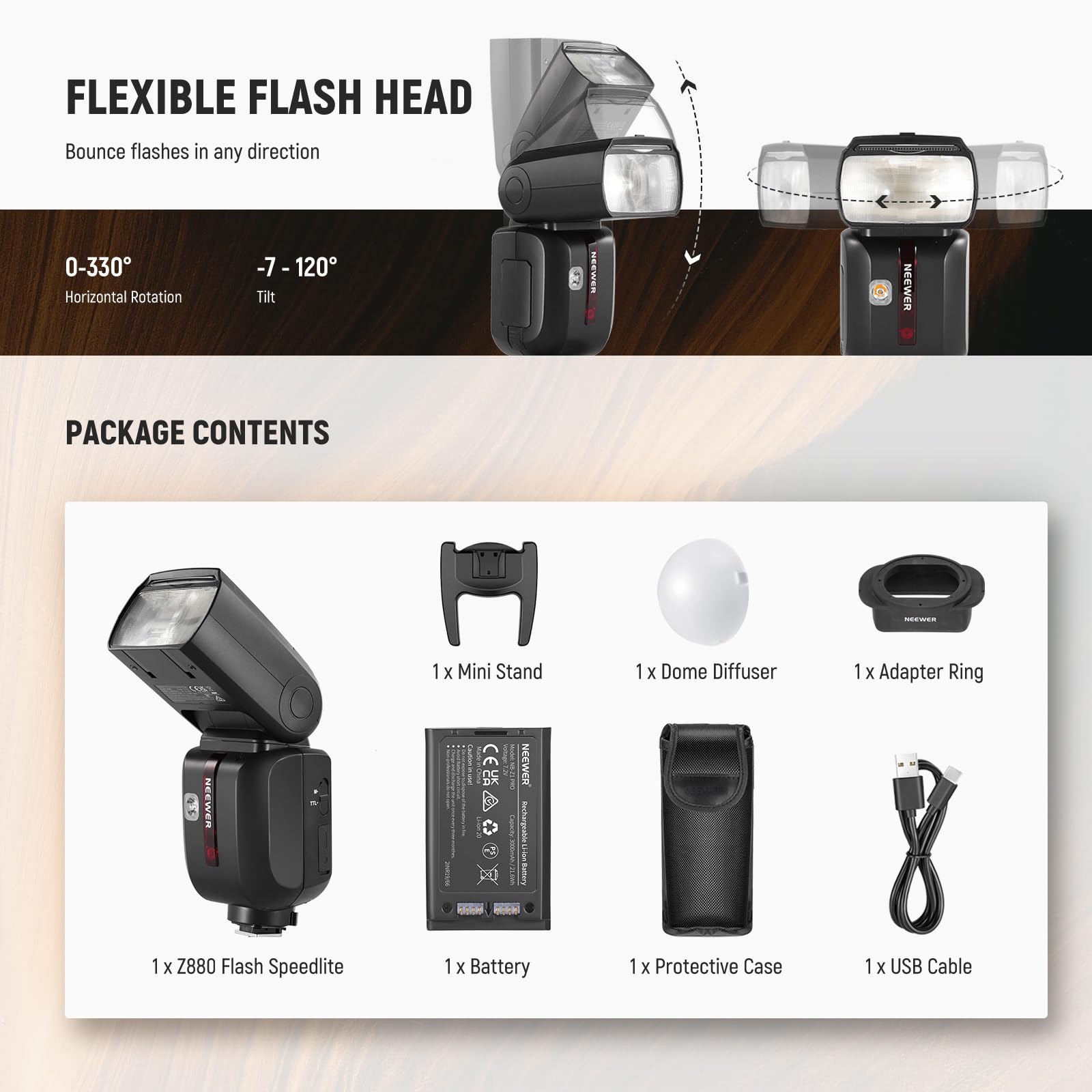 NEEWER Z880-N Flash Speedlite i-TTL 2,4G 76Ws Compatibile con Nikon, UI Migliorata, Lampada Pilota e Diffusore, Cambio Rapido TTL/M, GN60 HSS 1/8000s Batteria 7,2V/3000mAh 600 Flash a Piena Potenza