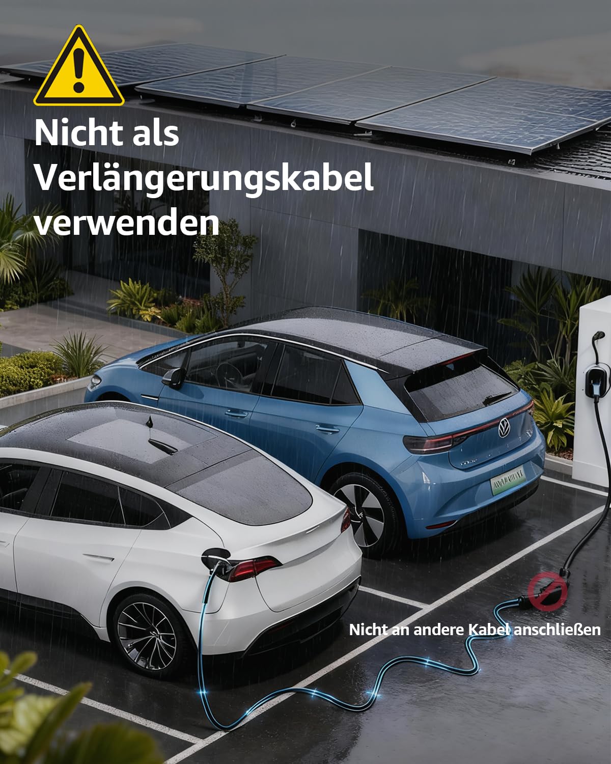 bokman Typ 2 Ladekabel, Modus 3 / 16A / 11 kW / 3-Phasig / 5 Meter, Typ 2 auf Typ 2 EV Ladekabel für Elektroauto mit Tragetasche und Mikrofasertuch