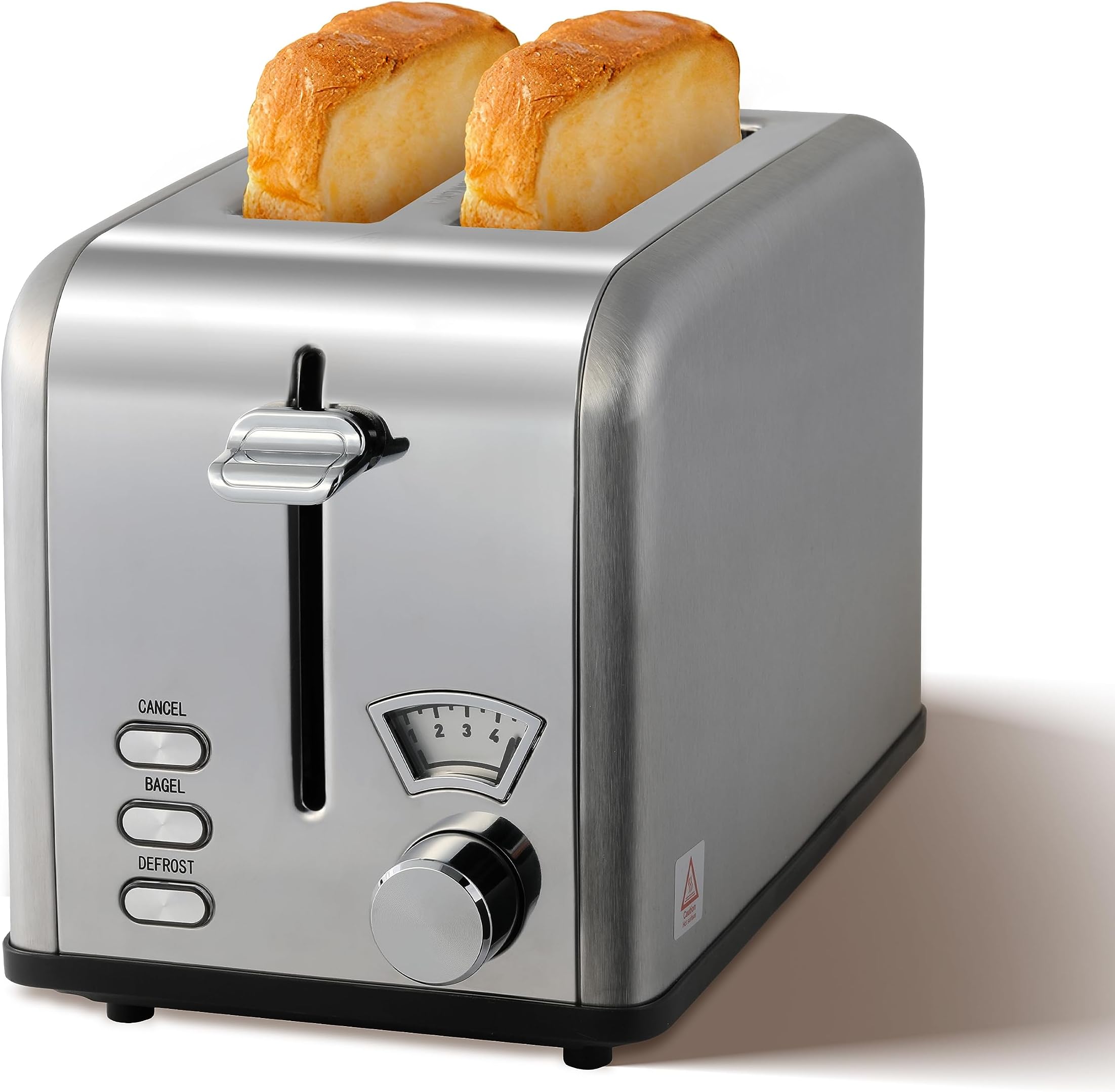 Simple Deluxe 2-Slice Toaster for Bagel, 5 Browning Setting and 3 Function: Bagel, Defrost & Cancel, Retro Stainless-Steel Style, 1.5" Wide Slot, Toast Bread Machine with Removable Crumb Tray, Silver
