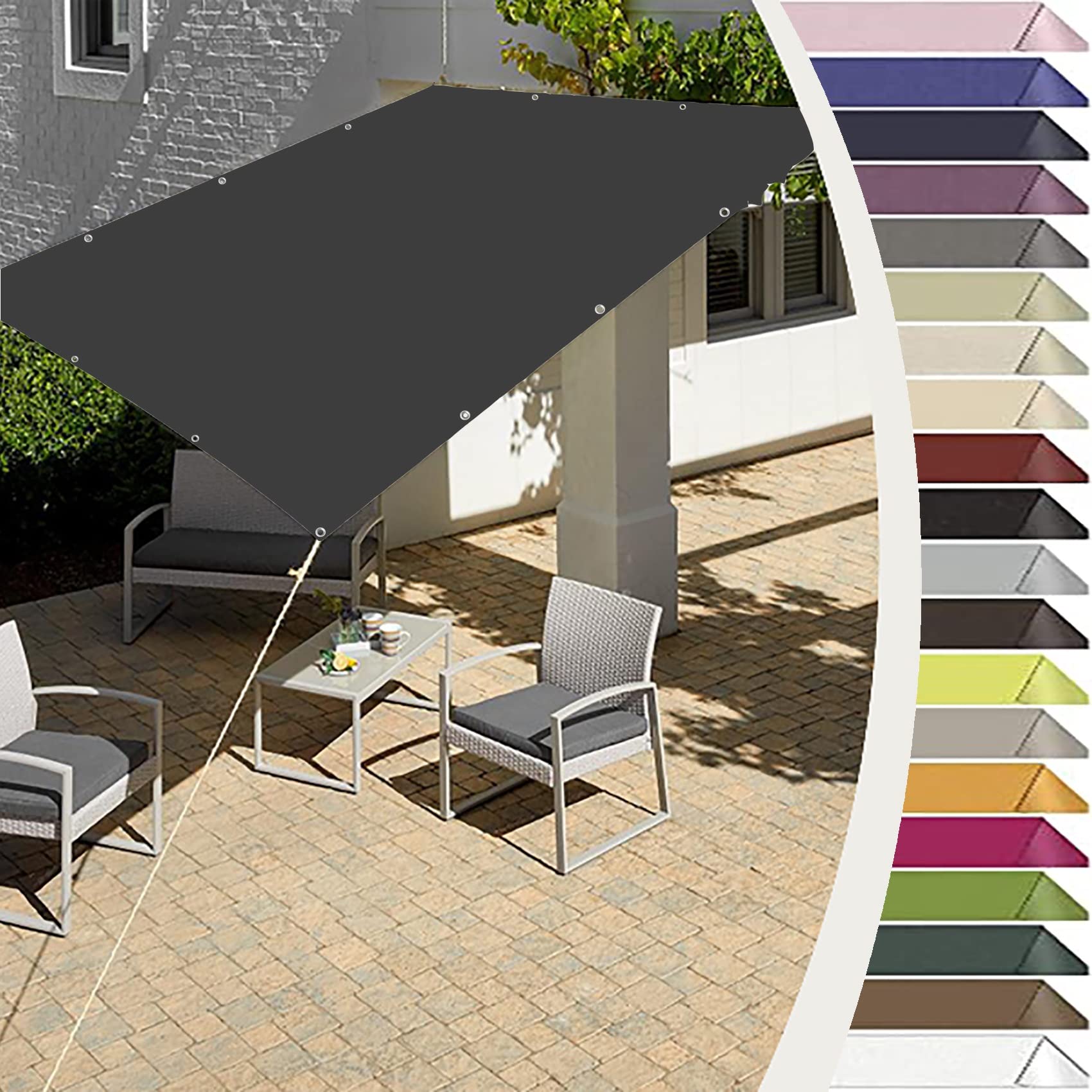 Sun Shade Sail, Awning Canopy 2.5 x 8 m Waterproof 98% UV Block Right Angle Garden Canopy with 4×1.5 m Free Rope for Outdoors, Garden, Patio, Yard, Party, Dark Grey — image 1