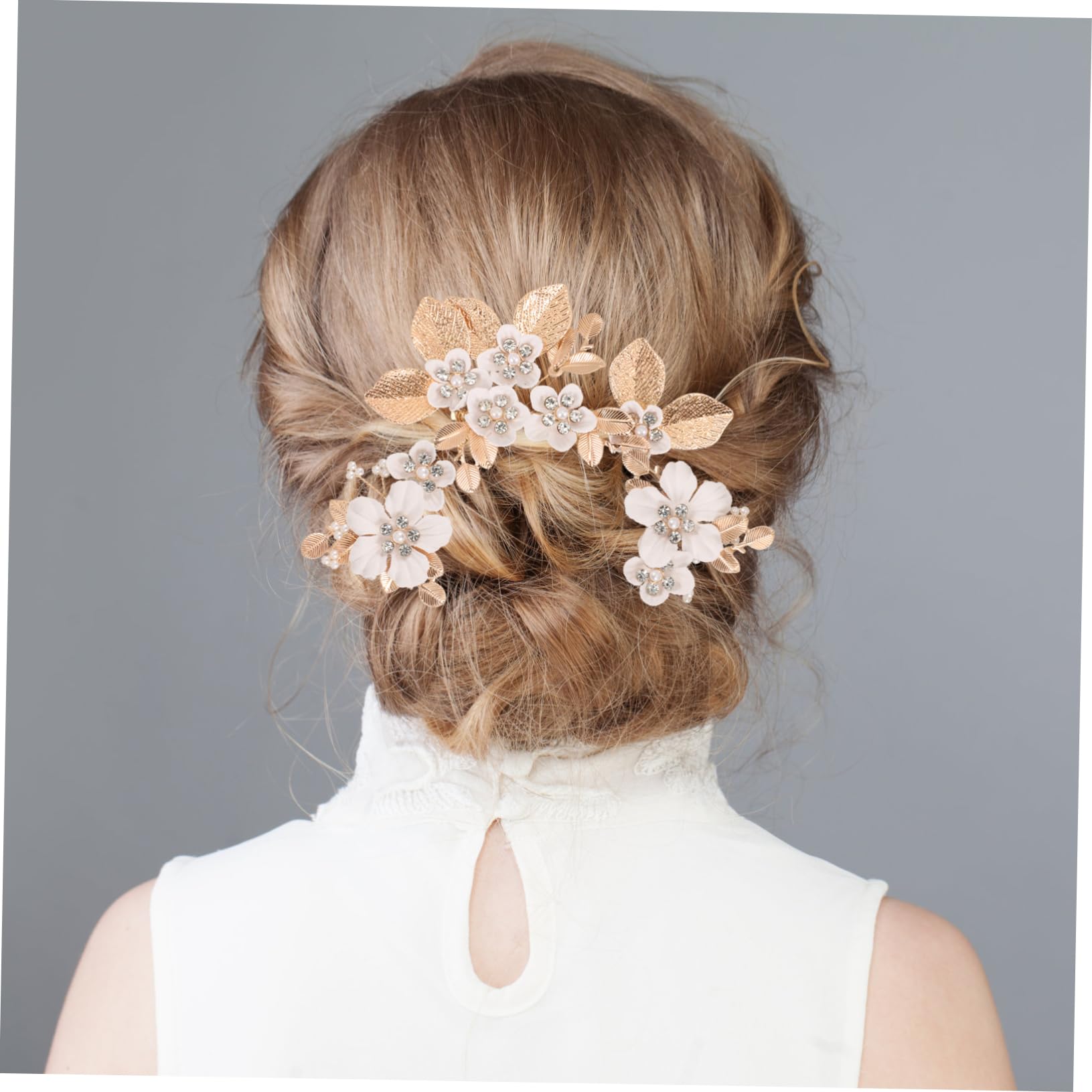Didiseaon 4 Set Pettine per con foglie e fiori matrimonio sposa Tiara forcine decorative copricapo per la decorazione di nozze accessori per floreali plastica