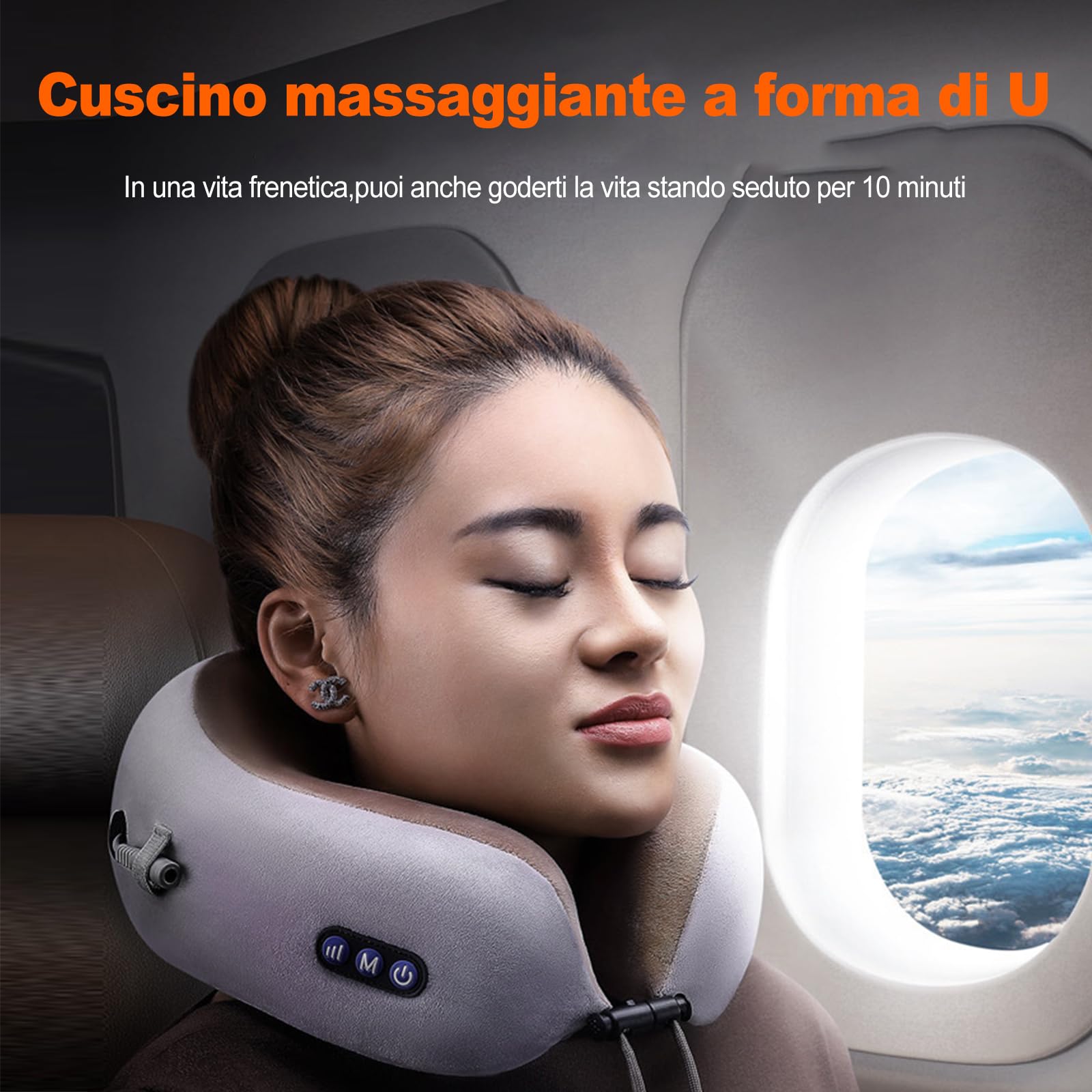 Ergocar Cuscino Per Massaggi Massaggiatore Per Il Collo Massaggiatore Per Cervicale Allevia Il Dolore Muscolare Cuscino Da Massaggio a Forma Di U Per Casa Auto e Ufficio (Marrone)