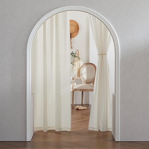 Miniatura 2 de RYB HOME Cortinas traslúcidas de 95 pulgadas de largo, cortinas semitraslúcidas que protegen la privacidad, filtro de luz para sala de estar,