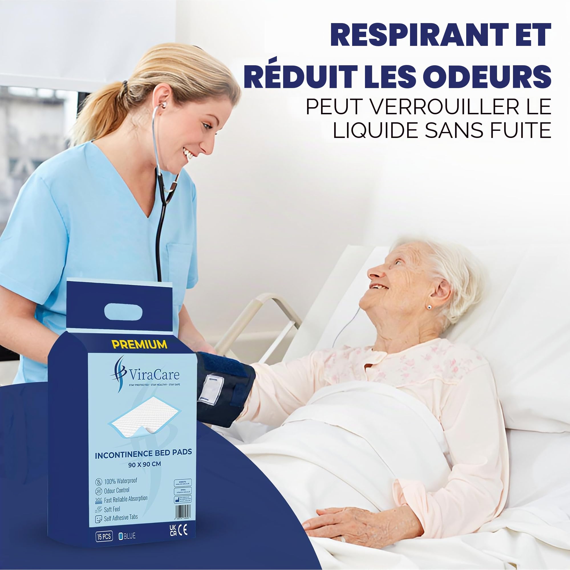Lot de 15 alèses de lit jetables pour incontinence - 90 x 90 cm - Offre un toucher doux - Pour incontinence - Protection de lit pour enfants - Maternité