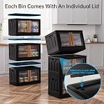 HAIXIN Boîtes de stockage avec 3 Lys - 19 Boîte de rangement empilable Gal avec double porte d'ouverture placard collaposible Organisation et rangement Armoire de rangement noir en plastique pour garage paquet de 3
