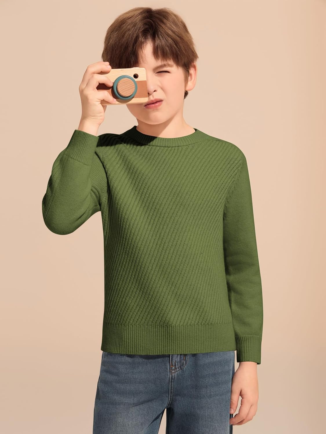 Haloumoning Boys Texture Sweater Kids Crewneck Long Sleeve Knit Pullover Sweater Fall Winter Clothes 5-14 Years - Image 4
