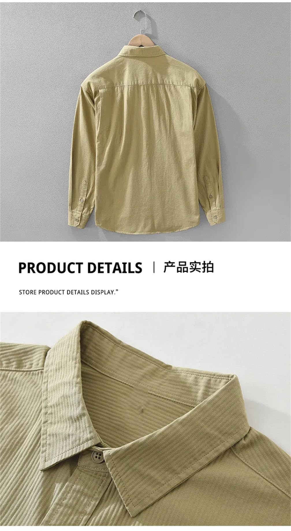 Camicia da lavoro da uomo a maniche lunghe, in cotone, vestibilità ampia, casual, con bottoni e due tasche frontali