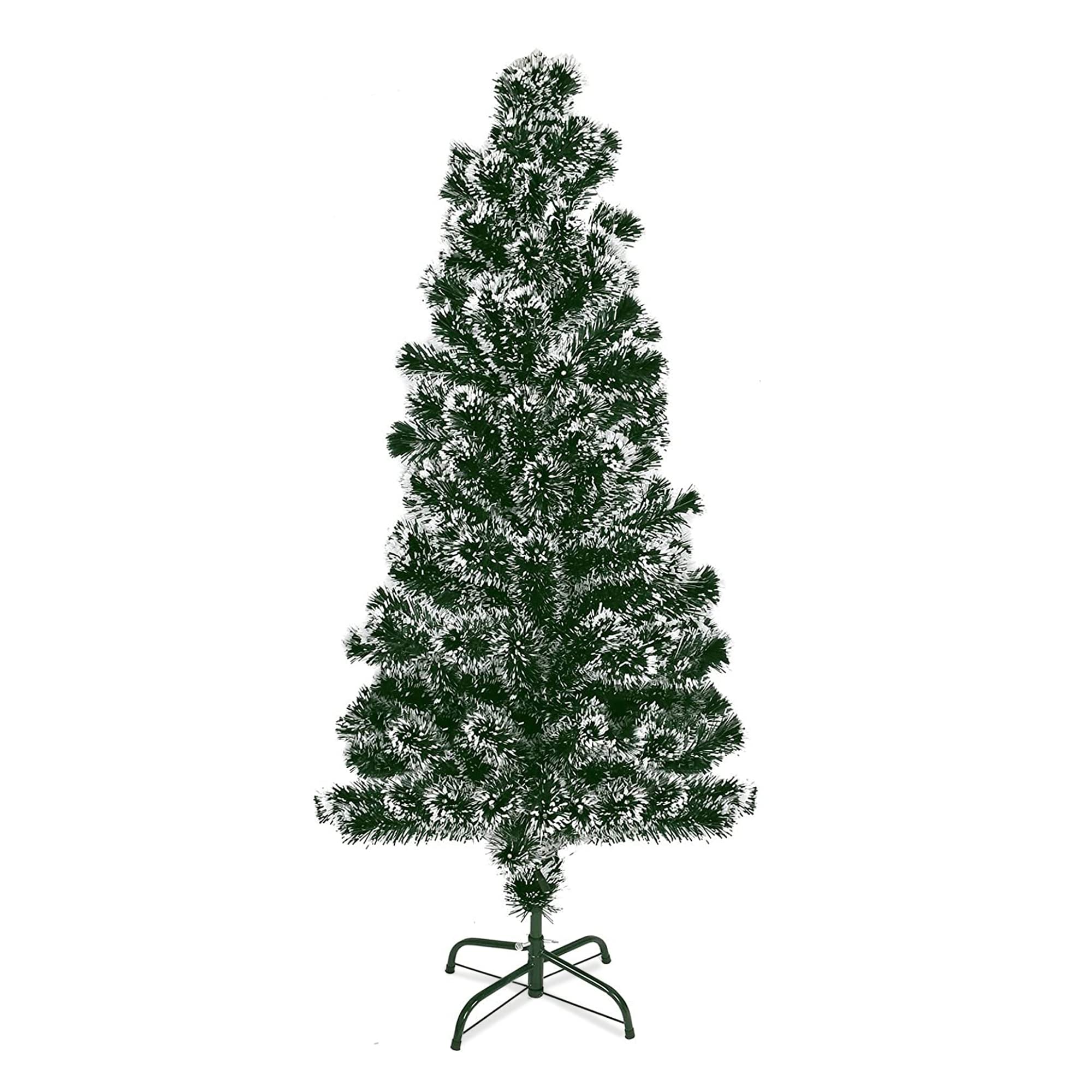 ASAB Artificial Christmas Tree With Metal Stand | Realistic Bushy Xmas Tree Branches | Freestanding Natural Look Christmas (Green - Snow Tips, 5ft)