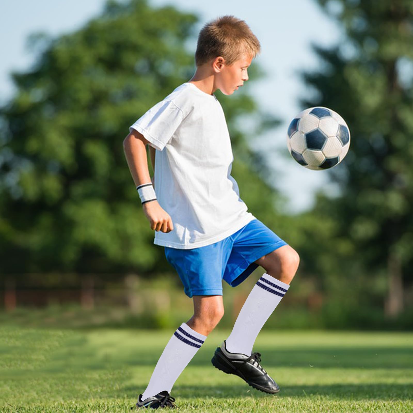 Hileyu 3 Pares Calcetines Futbol Niño,Medias Futbol Niños,Calcetines Antideslizantes Niño Futbol,Transpirables Calcetines Deportivos para Rugby,Running o Entrenamiento para Niños de 5 a 12 Años