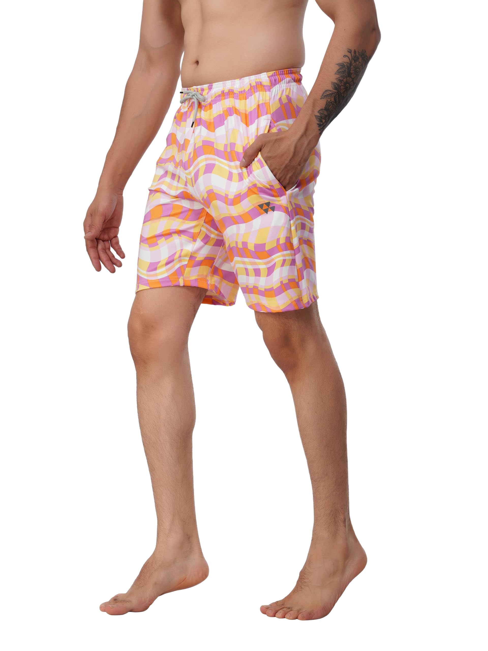 Men's Printed Swim Shorts with Zipped Pocket | Quick-Dry Beachwear Resortwear Swimwear (in, Alpha, S, Multicolor)-image-49