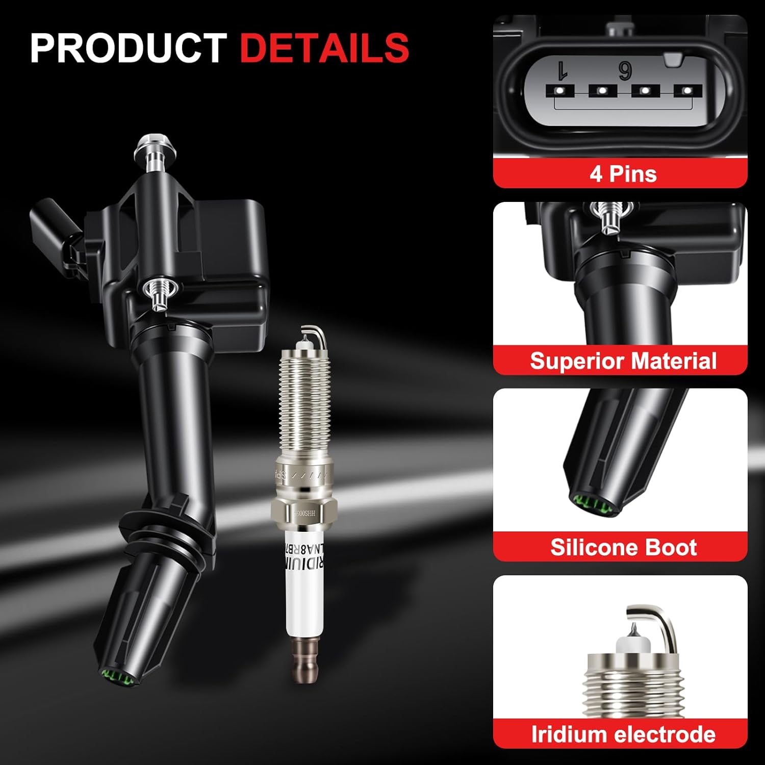 Set of 4 Ignition Coil Pack and Spark Plugs fits for Chevy Cruze Equinox Malibu Volt for GMC Buick Encore Terrain 1.4 1.5 L4 2016 2017 2018 2019 Coils Spark Plugs Replaces UF802 91970